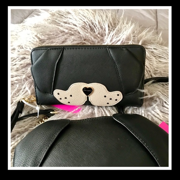 Betsey Johnson Black Puppy Dog Purse & Wallet Set - Picture 3 of 8
